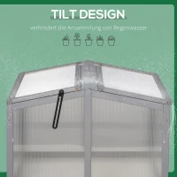 Outsunny Kweekbak Minikas Broeikas met Deksel van Hout en Polycarbonaat Weerbestendig Lichtgrijs 90 x 80 x 58 cm(m-6)