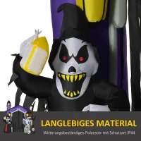 HOMCOM Aufblasbares Spukhaus Figur Luftfigur Halloween Deko mit LED Beleuchtung Polyester Schwarz+Braun 270 x 200 x 260 cm(m-5)