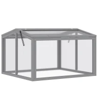 Outsunny Kweekbak Minikas Broeikas met Deksel van Hout en Polycarbonaat Weerbestendig Lichtgrijs 90 x 80 x 58 cm(m-1)