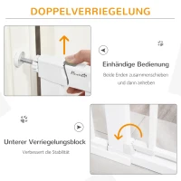 Bramka ochronna PawHut barierka ochronna na schody psy barierka zabezpieczająca dla zwierząt domowych barierka dla psa mocowanie zaciskowe metal ABS kolor biały 75-131 x 76 cm(m-4)