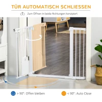 Bramka ochronna PawHut barierka ochronna na schody psy barierka zabezpieczająca dla zwierząt domowych barierka dla psa mocowanie zaciskowe metal ABS kolor biały 75-131 x 76 cm(m-5)