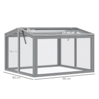 Outsunny Kweekbak Minikas Broeikas met Deksel van Hout en Polycarbonaat Weerbestendig Lichtgrijs 90 x 80 x 58 cm(m-3)