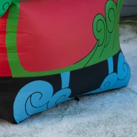 Outsunny 6ft Inflatable Christmas Santa Claus and Penguin on Sleigh with 2 Reindeer, Blow-Up Outdoor LED Yard Display(m-9)