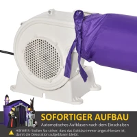 HOMCOM Aufblasbares Spukhaus Figur Luftfigur Halloween Deko mit LED Beleuchtung Polyester Schwarz+Braun 270 x 200 x 260 cm(m-6)