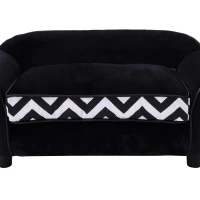 PawHut® Hundesofa Hundebett Hunde Couch Haustier Waschbar Erhöhte Füße Samt Schwarz(m-8)