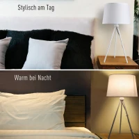 HOMCOM® Tischleuchte Tischlampe E27-Fassung Nachttischlampe 40 W Metall Weiß 30 x 30 x 60 cm(m-7)