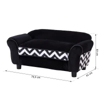 PawHut® Hundesofa Hundebett Hunde Couch Haustier Waschbar Erhöhte Füße Samt Schwarz(m-3)