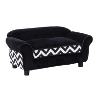 PawHut® Hundesofa Hundebett Hunde Couch Haustier Waschbar Erhöhte Füße Samt Schwarz(m-1)