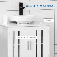 kleankin Modern Under Sink Cabinet with 2 Doors, Bathroom Vanity Unit, Pedestal Under Sink Design, Storage Cupboard with Adjustable Shelves, White(m-6)