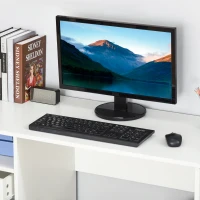 HOMCOM Birou modern pentru birou cu 4 sertare compartiment deschis din lemn alb(m-10)