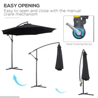 Outsunny 3 m Banana Parasol-Black(m-4)