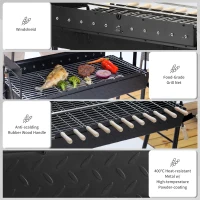 Outsunny Charcoal Barbecue Grill W/ 4 Wheels, size (85x36x90cm)-Black(m-7)