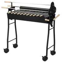 Outsunny Charcoal Barbecue Grill W/ 4 Wheels, size (85x36x90cm)-Black(m-11)