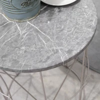 Outsunny 2-Piece Garden Table Set Coffee Tables Side Tables Retro Metal Wire Basket Garden Nesting Table Outdoor Balcony Metal Rose Gold Gray(m-9)