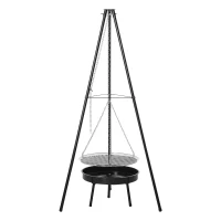 Outsunny Tripod Charcoal Barbecue Grill, size (70x70x165cm)-Black(m-1)