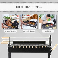Outsunny Charcoal Barbecue Grill W/ 4 Wheels, size (85x36x90cm)-Black(m-4)