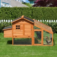 PawHut Zwerghühnerstall Zwerghühnerhaus mit Nistkasten Zwerghühnervoliere mit Asphaltdach Gehege Geflügelstall Wachtelstall winterfest Tannenholz Orange+Schwarz 185,5 x 176 x 99,5 cm(m-10)