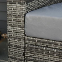 Outsunny Poly-Rattan Sofa with Cushions 2-Seater Garden Lounge Sofa Metal Polyester Gray 130 x 70 x 80 cm(m-9)