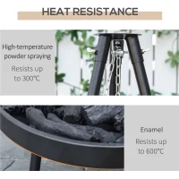 Outsunny Tripod Charcoal Barbecue Grill, size (70x70x165cm)-Black(m-6)