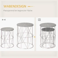 Outsunny 2-Piece Garden Table Set Coffee Tables Side Tables Retro Metal Wire Basket Garden Nesting Table Outdoor Balcony Metal Rose Gold Gray(m-4)