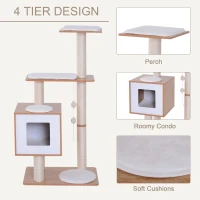 PawHut Ansamblu pentru Pisici in Sisal cu Cusca, Platform si Jocuri, 60x40x120cm(m-6)