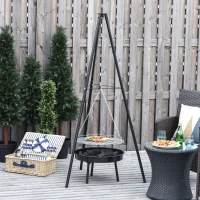 Outsunny Tripod Charcoal Barbecue Grill, size (70x70x165cm)-Black(m-2)