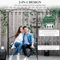 Outsunny Steel Frame Outdoor Garden Arch w/ 2-Seater Bench Black(m-4)