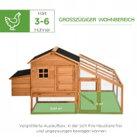 PawHut Zwerghühnerstall Zwerghühnerhaus mit Nistkasten Zwerghühnervoliere mit Asphaltdach Gehege Geflügelstall Wachtelstall winterfest Tannenholz Orange+Schwarz 185,5 x 176 x 99,5 cm(m-4)