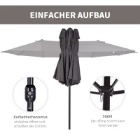 Outsunny parasol podwójny parasol ogrodowy parasol targowy z korbką ręczną 460 x 270 cm(m-5)