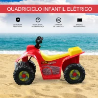 HOMCOM Quadriciclo Bateria 6V Quadicilo Elétrico para Crianças de 18-36 Meses Velocidade 2,5km/h Carga Máx 20kg Sons Luzes e Carregador Incluido 66x43x43 Vermelho e Amarelo(m-5)