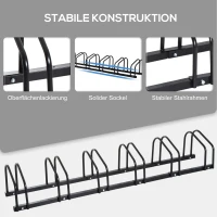 HOMCOM Fietsenstandaard voor 6 Fietsen, Weerbestendig, Wand- of Vloermontage, Staal, 179 x 33 x 27 cm(m-8)