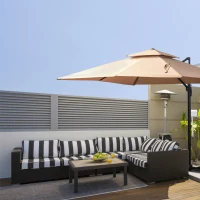 Parasol 3 x 3 m tuinparasol aluminium terrasparasol 360 graden kaki zwenkbaar(m-10)