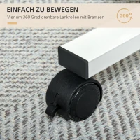 HOMCOM Sta-Bureau Verstelbaar met 4 Wielen C-Vorm 65 cm x 48 cm x 70-110 cm Naturel + Wit(m-6)