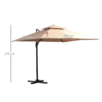 Parasol 3 x 3 m tuinparasol aluminium terrasparasol 360 graden kaki zwenkbaar(m-3)