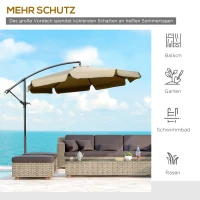Outsunny Überhängender Gartenschirm, Kaffee, Φ2.65 x 2,45 m(m-7)