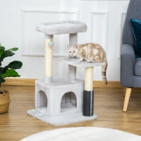 PawHut drapak do ostrzenia pazurów drapak dla kota z kącikiem do masażu jaskinia dla kota słupek owinięty sizalowym sznurkiem(m-6)