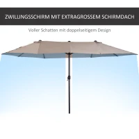 Outsunny parasol met zwengel tuinparasol dubbele marktparasol 460 x 270 cm koffie(m-4)