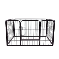 PawHut Puppy-uitloop ren buitenverblijf box puppy afrastering 125 x 80 x 70 cm staal zwart