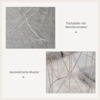 Outsunny Set van 2 Bijzettafels Draadmand Metalen Mand Metaal Goud Roze Grijs(m-6)