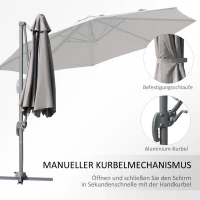 Parasol ogrodowy okrągły parasol na wysięgniku Roma regulowany z ręczną korbką ∅3m(m-6)