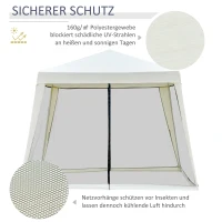 Outsunny Tuinpaviljoen paviljoen partytent tuintent met muggengaas beige 3 x 3 m(m-4)