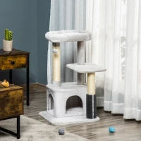 PawHut drapak do ostrzenia pazurów drapak dla kota z kącikiem do masażu jaskinia dla kota słupek owinięty sizalowym sznurkiem(m-8)