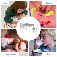 HOMCOM 3-delige kinderzitgroep met kindertafel 2 stoelen voor 3+ kindermeubels grenen + MDF grijs + wit 60 x 50 x 48 cm(m-6)