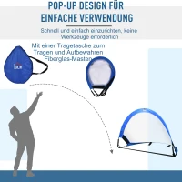 HOMCOM® Pop Up Tor Fußballtor Tragbares Fußballnetz Minitor mit Tragetasche faltbar Blau(m-4)