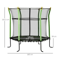 HOMCOM 5.3FT trampoline tuintrampoline kinderen met veiligheidsnet groen(m-3)