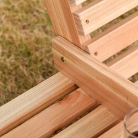 Outsunny huśtawka ogrodowa, ławka bujana wisząca ze składanym stolikiem dla 2-3 osób, drewno jodłowe, patio, taras, podwórko, wygodna, 150 x 75 x 53 cm, kolor: naturalny(m-9)