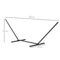 Outsunny Hangmatframe hangmatstandaard metaal 360 x 92 x 115 cm tot 120 kg met haken(m-3)
