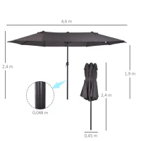 Outsunny parasol podwójny parasol ogrodowy parasol targowy z korbką ręczną 460 x 270 cm(m-3)