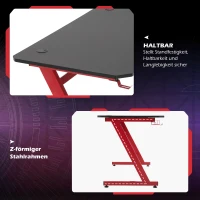 HOMCOM® Gaming Tisch Schreibtisch Z-förmige Computertisch PC tisch mit Getränkehalterung(m-6)