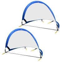 HOMCOM® Pop Up Tor Fußballtor Tragbares Fußballnetz Minitor mit Tragetasche faltbar Blau(m-1)